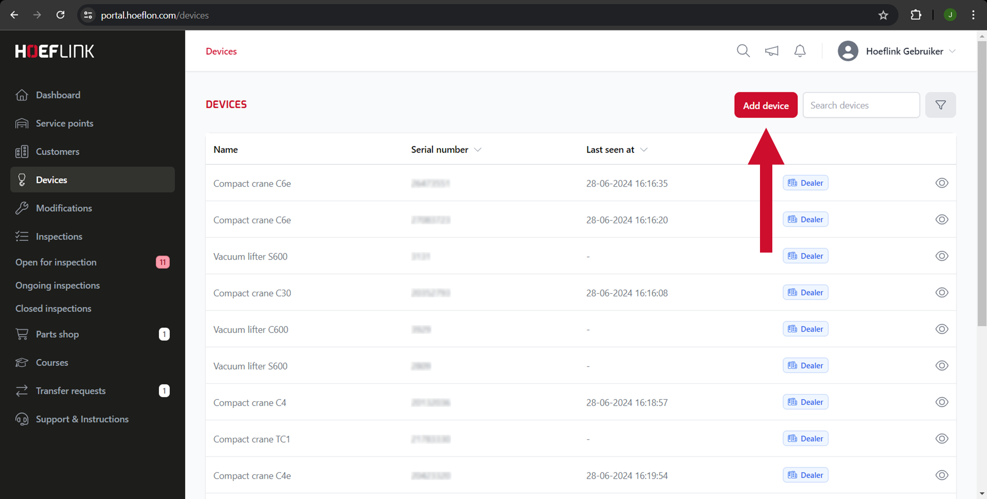 How to add machines to your account – Hoeflon Support
